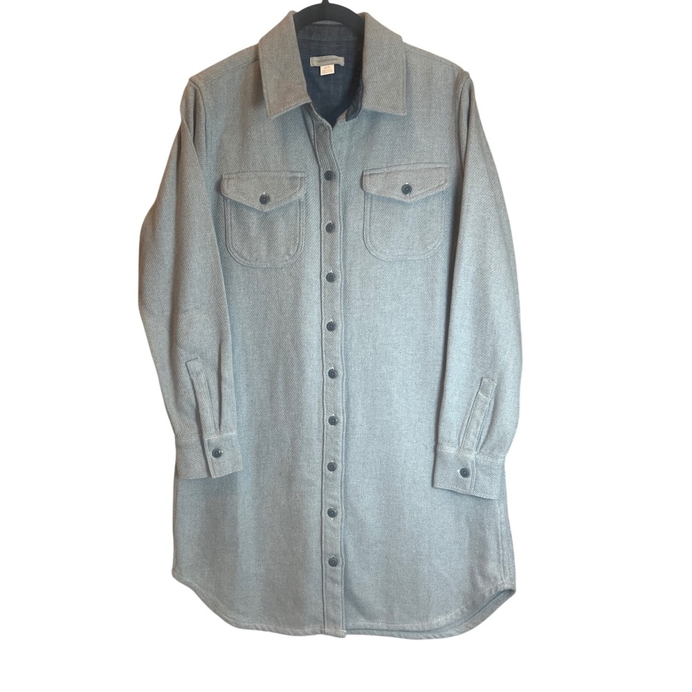 Outerknown Blanket Shirt Dress Grey Organic Cotton Button Up Mini‎ Dress XS